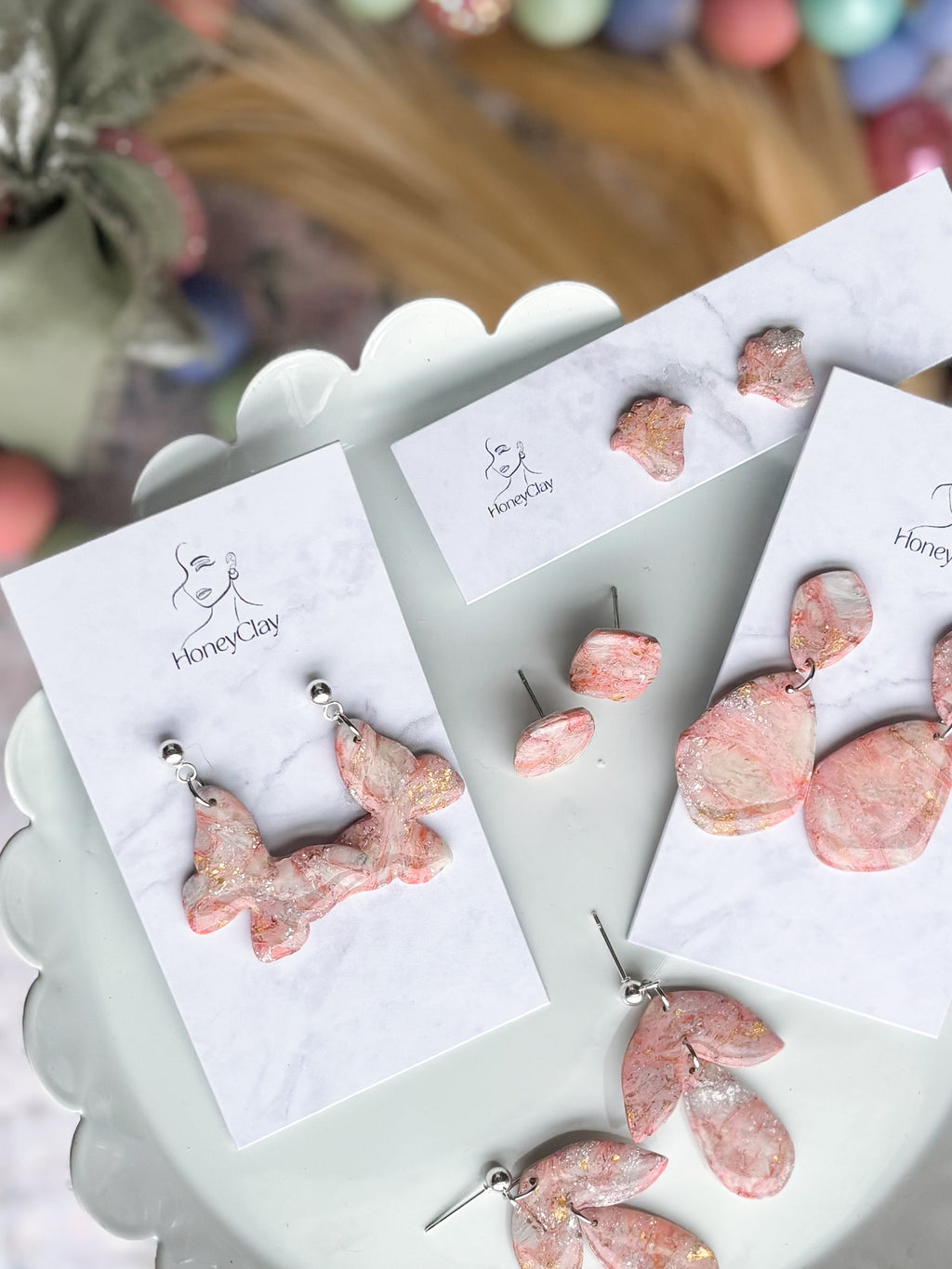 Pink Marble Earrings