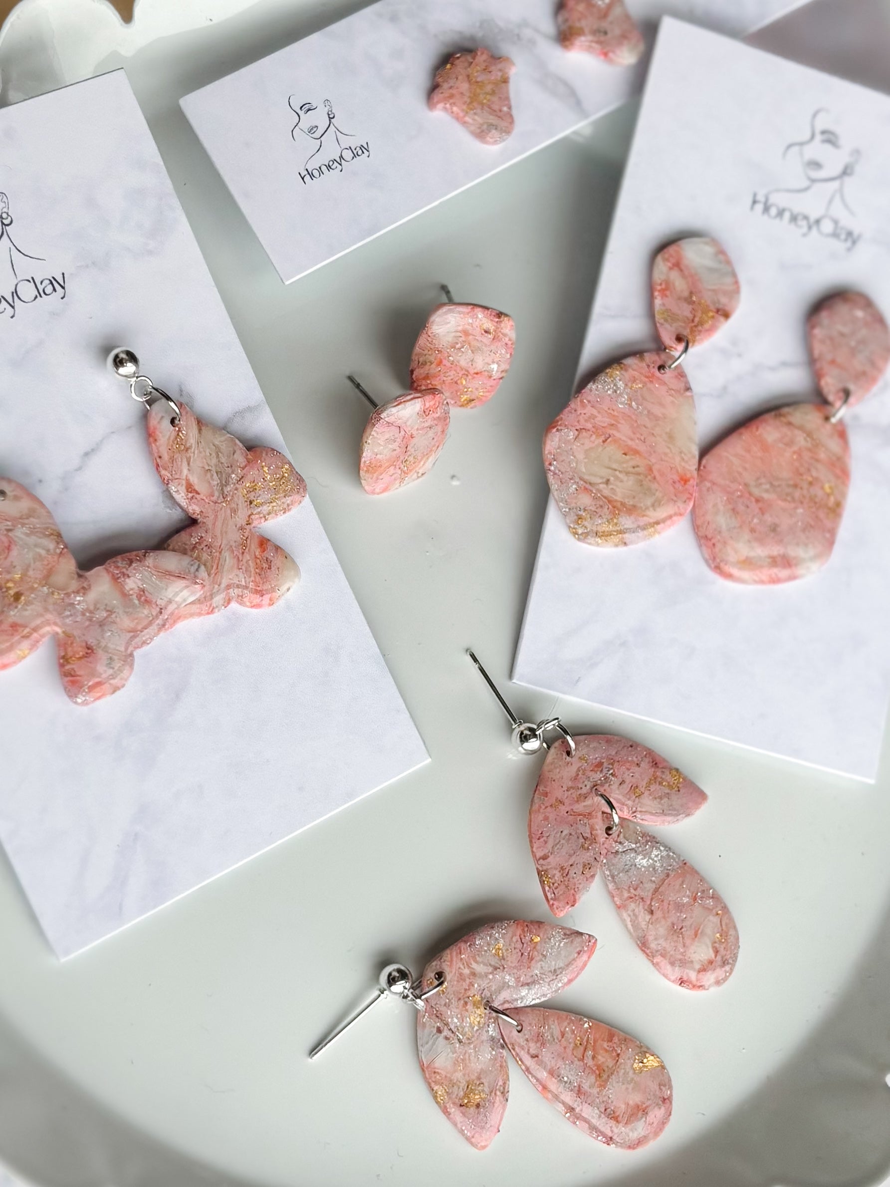 Pink Marble Earrings