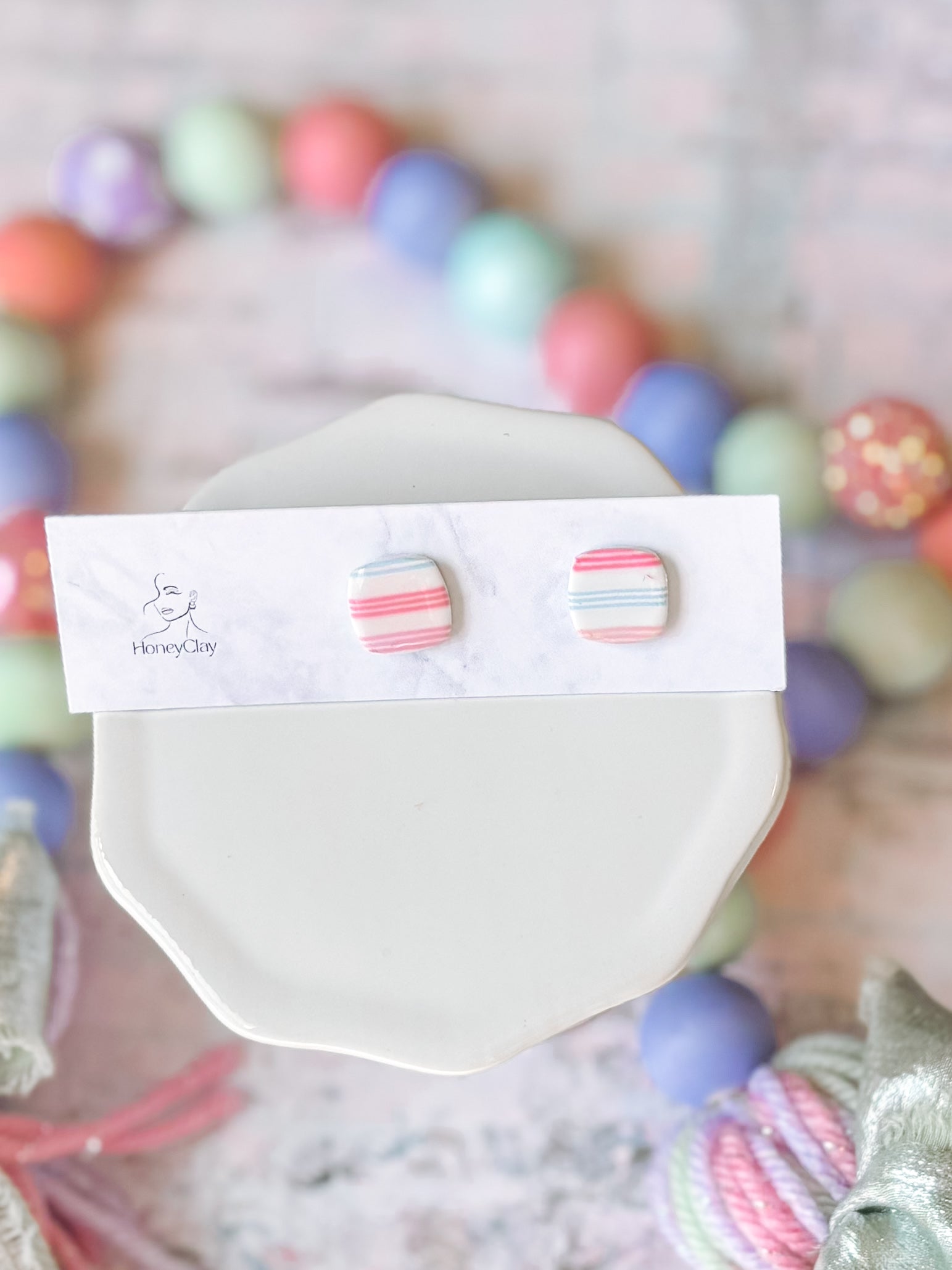 Striped Clay Earrings