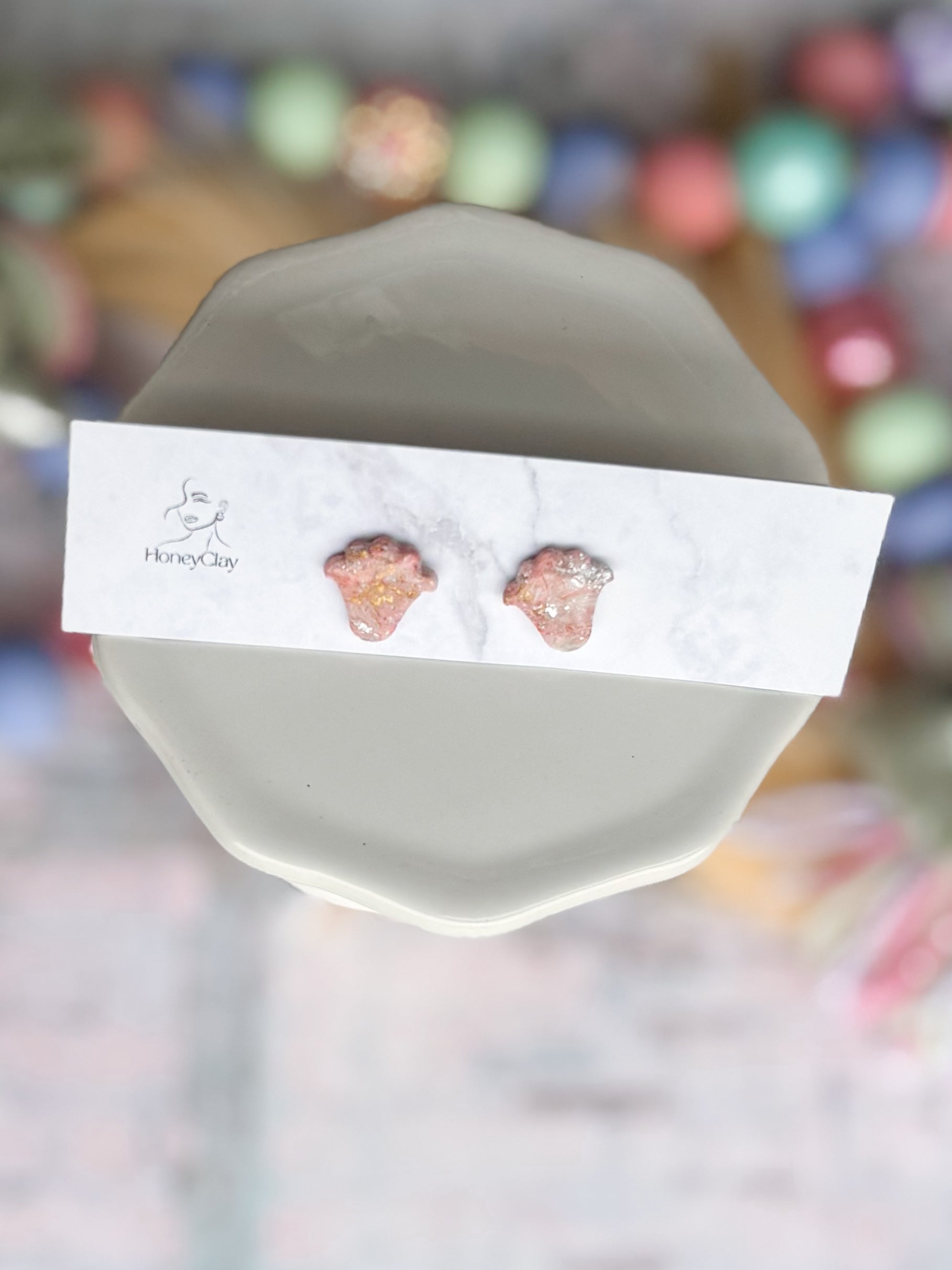 Pink Marble Earrings