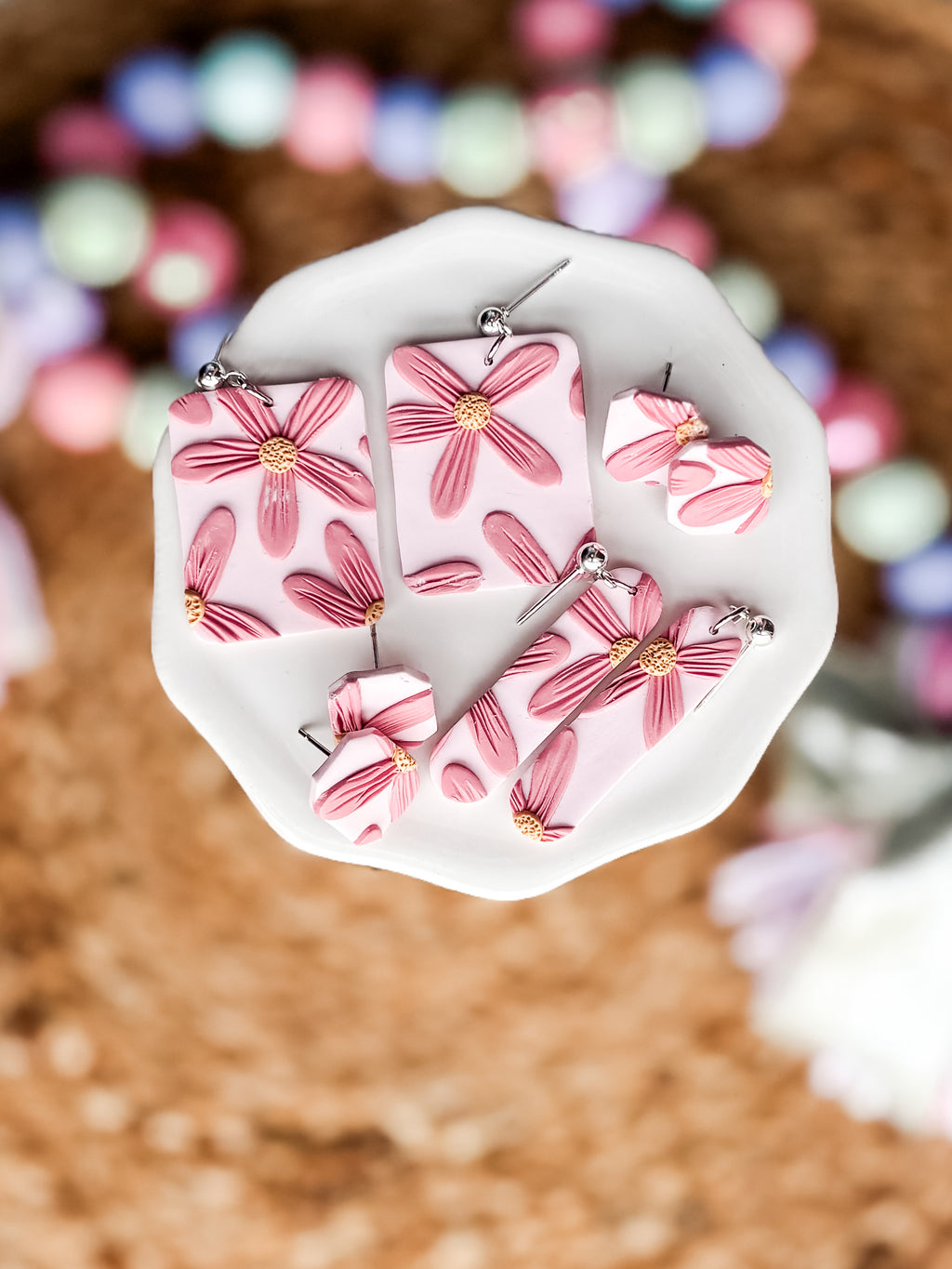 Pink Daisy Earrings