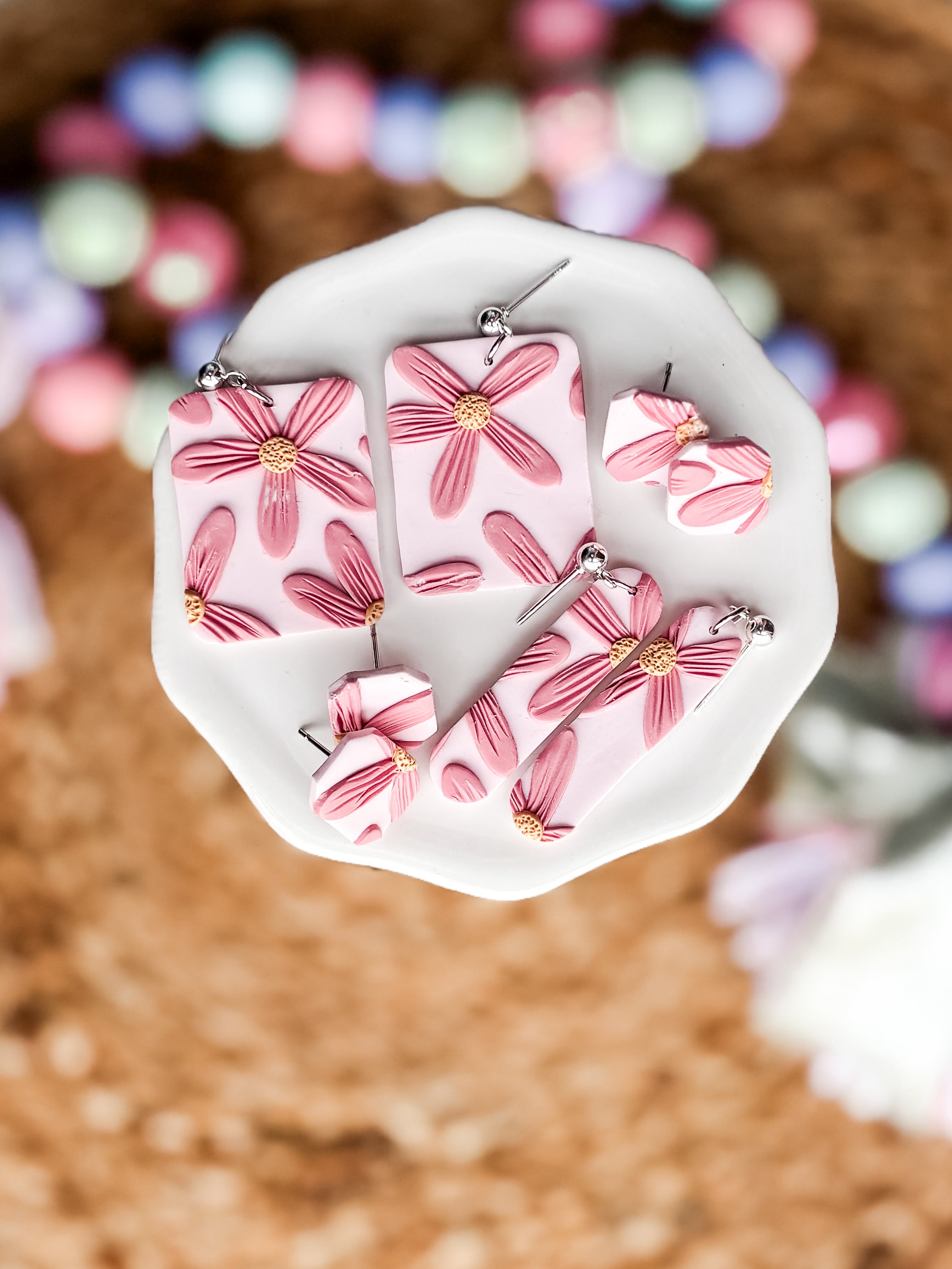 Pink Daisy Earrings