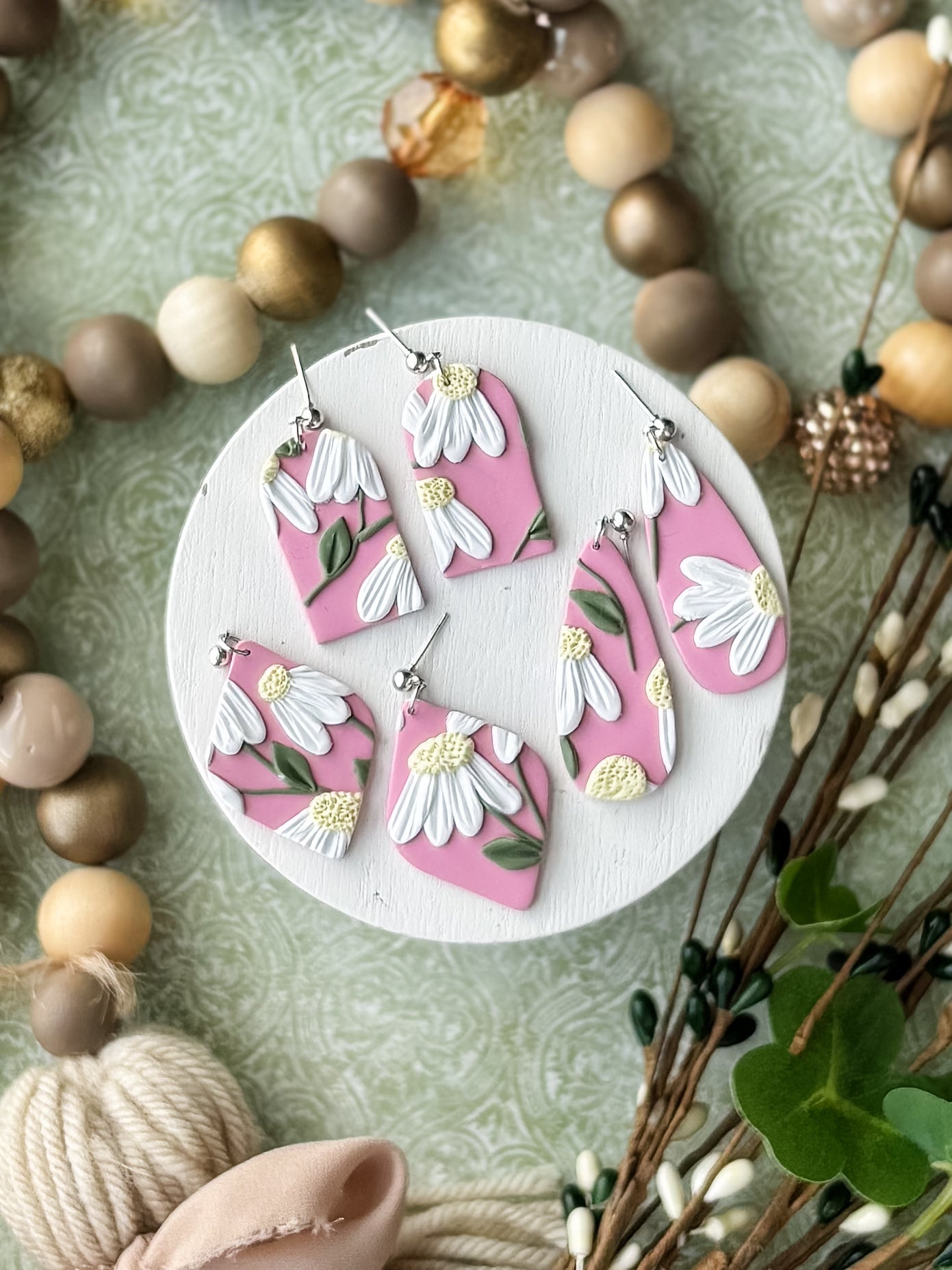 Large Daisy Print Dangles