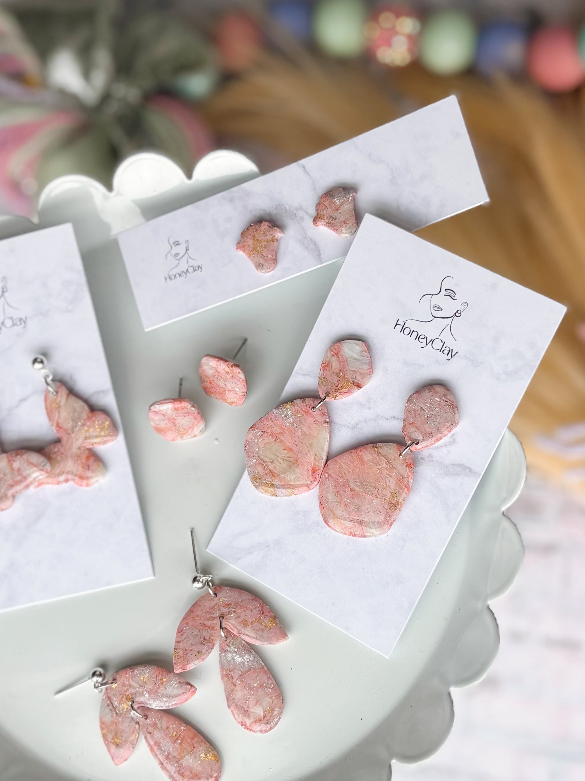 Pink Marble Earrings