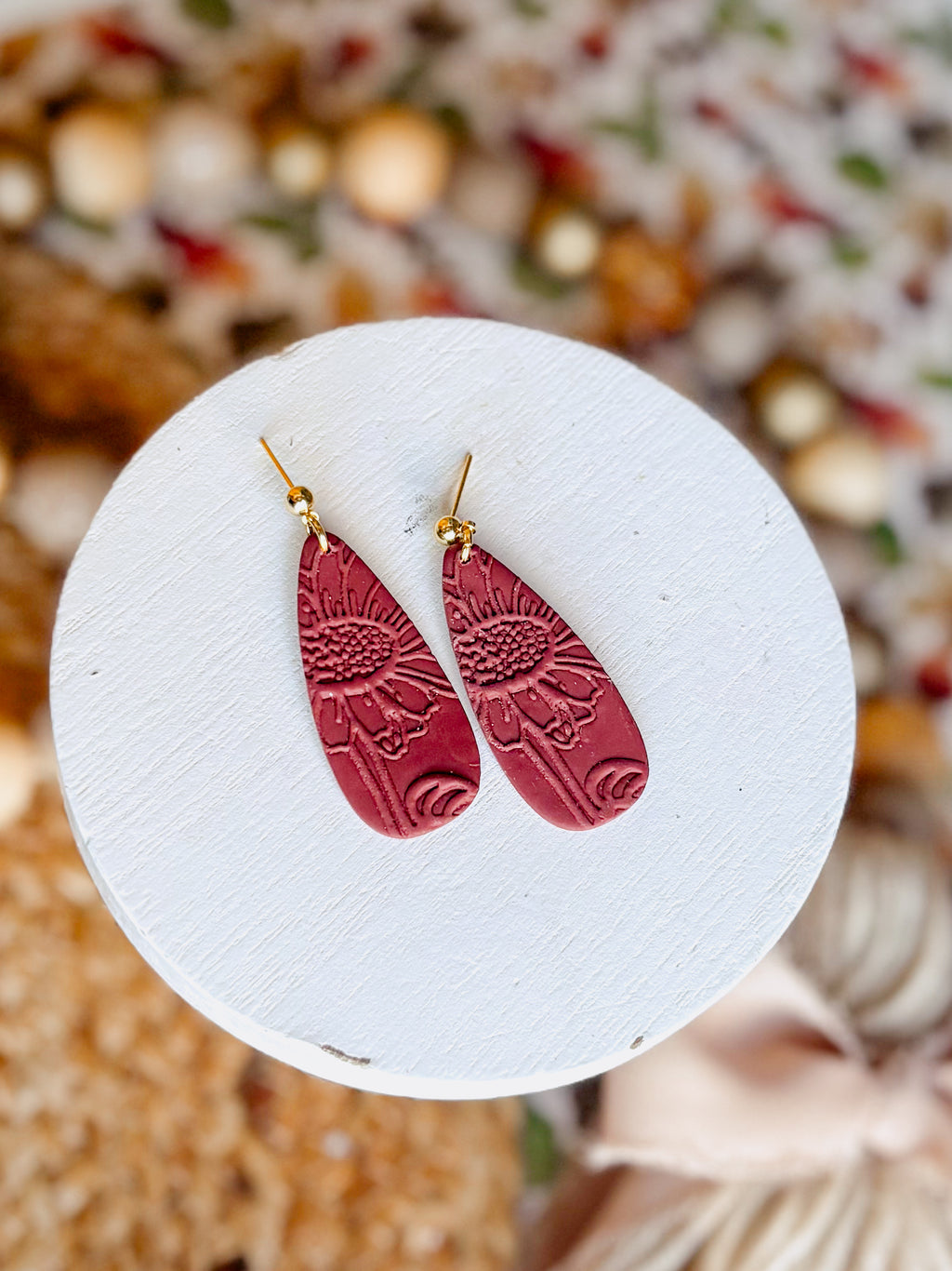 Sunflower Imprint Dangles