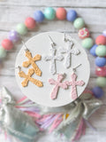 Lace Textured Cross Earrings