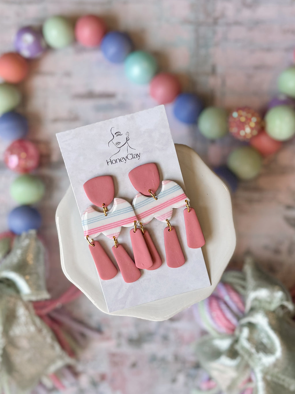 Striped Clay Earrings