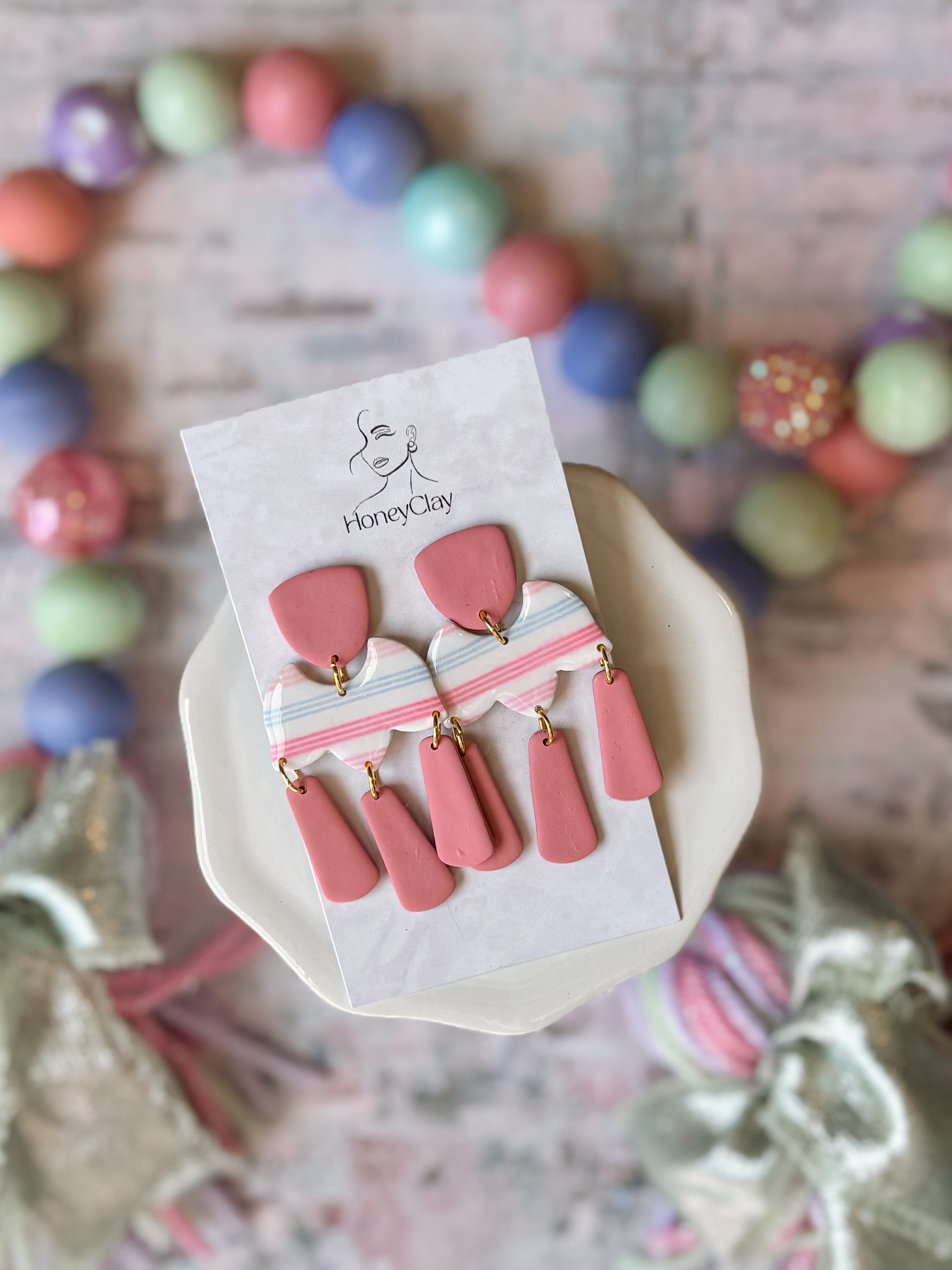 Striped Clay Earrings