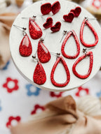Red Glitter Clay Earrings