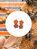 Orange Double Floral Drop Dangles
