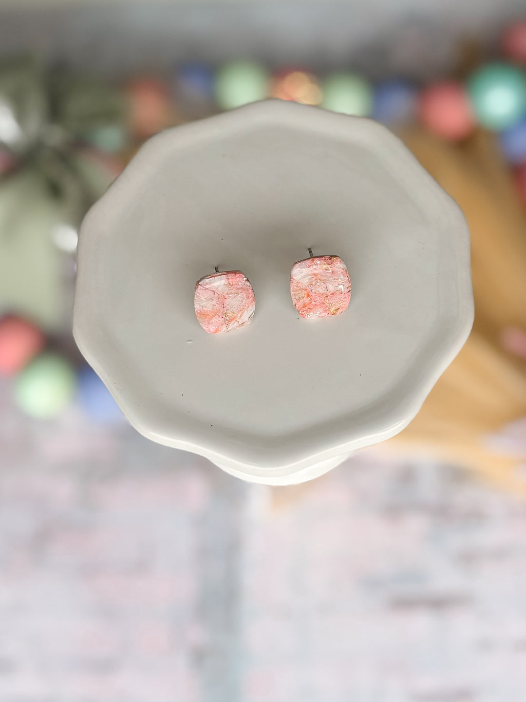 Pink Marble Earrings