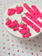 Monochrome Pink Floral Dangles