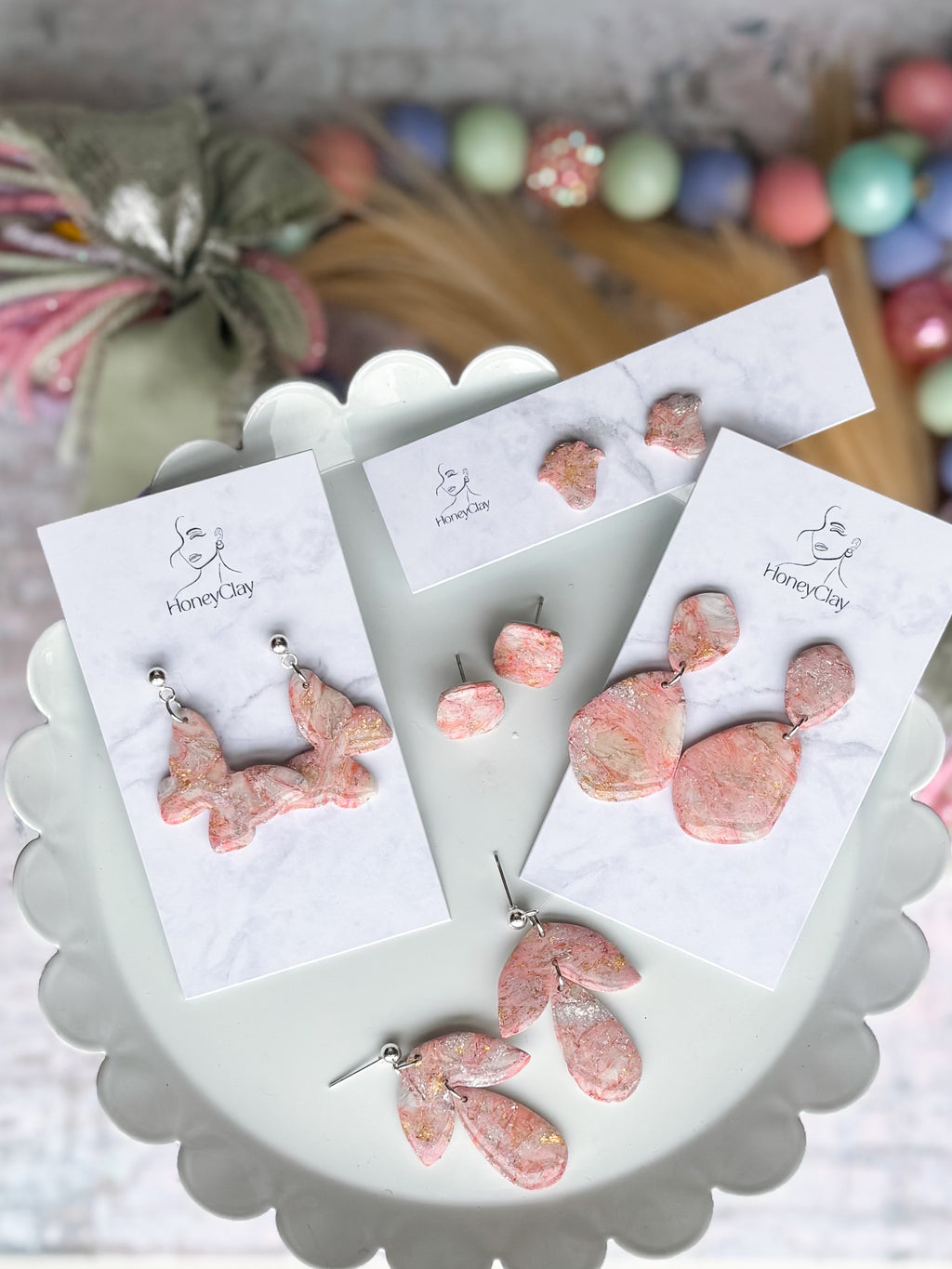 Pink Marble Earrings