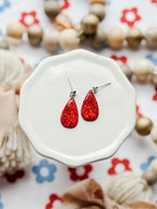Red Glitter Clay Earrings