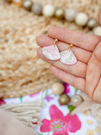 Pink & Green Stripped Earrings
