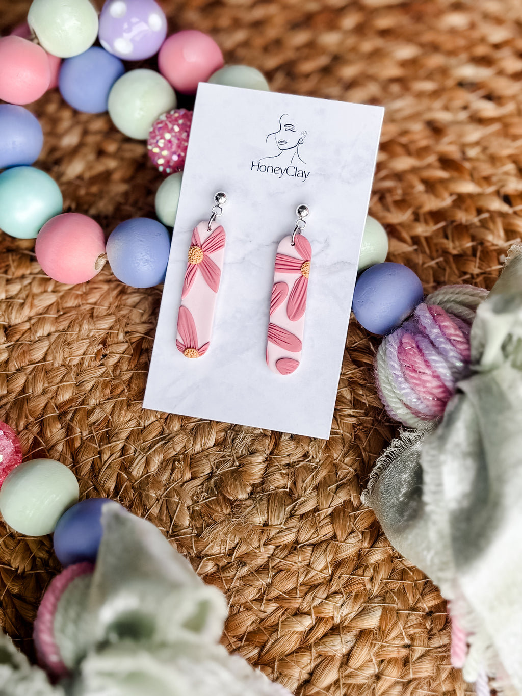 Pink Daisy Earrings