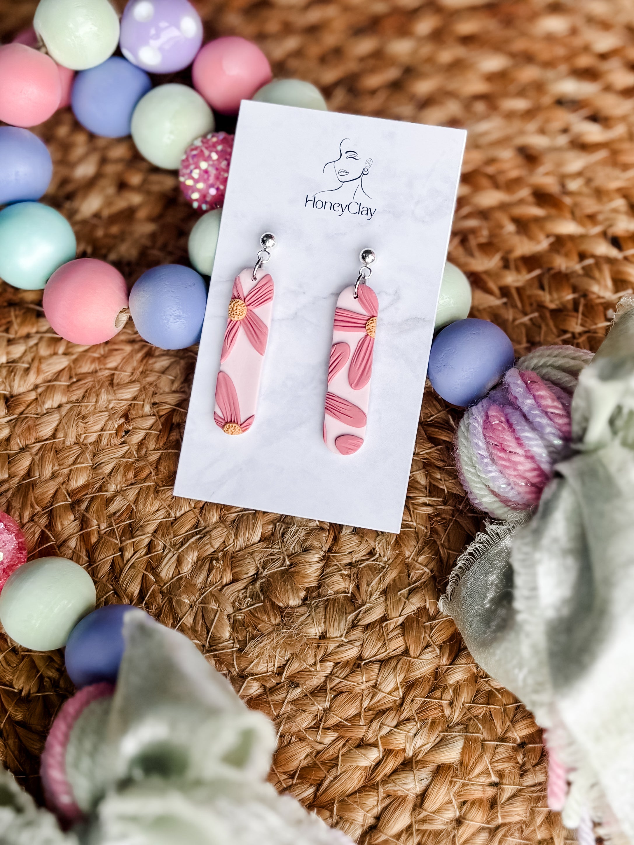 Pink Daisy Earrings