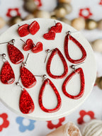 Red Glitter Clay Earrings