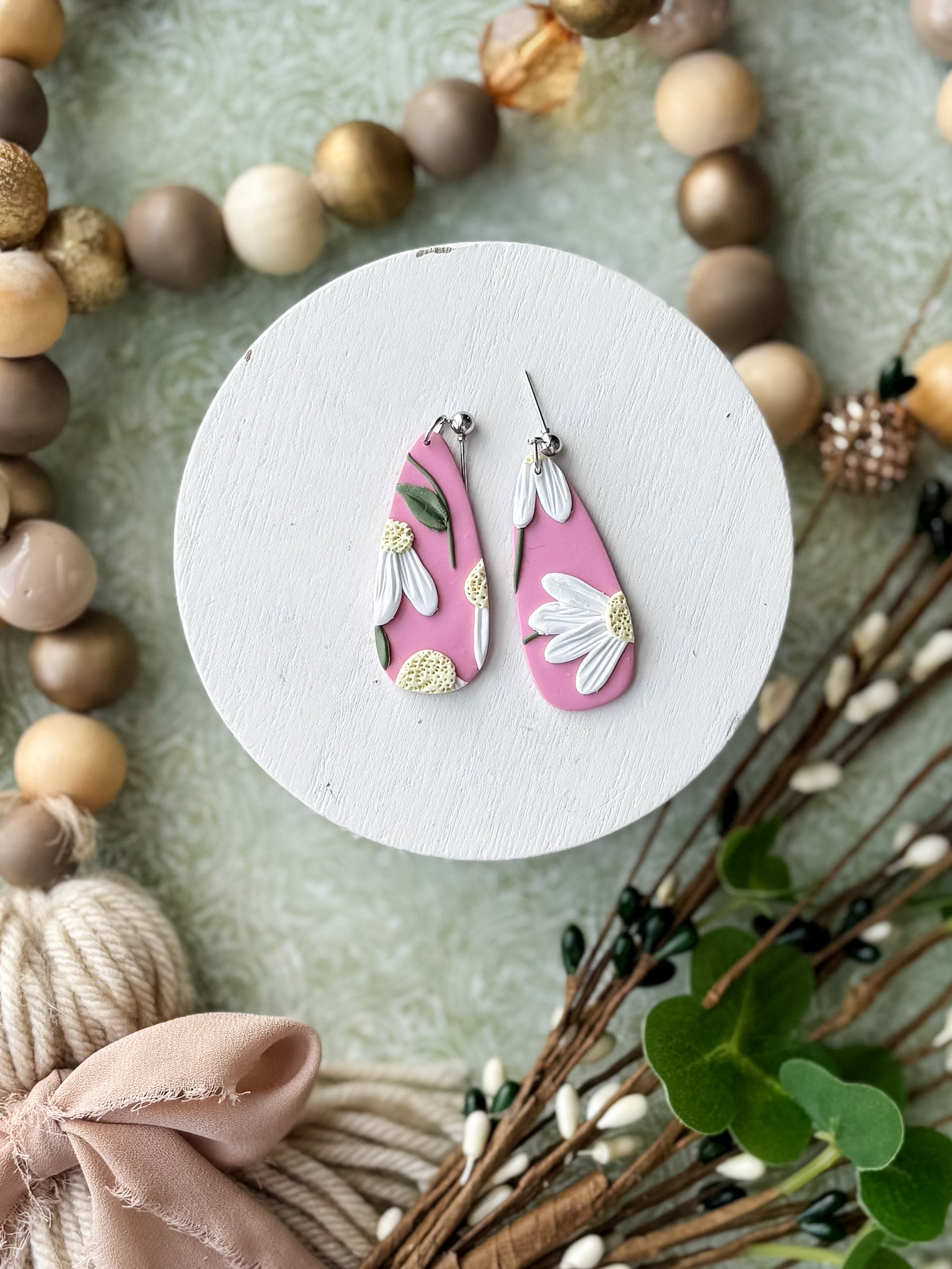 Large Daisy Print Dangles