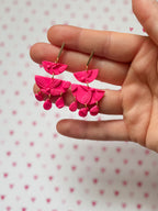 Monochrome Pink Floral Dangles