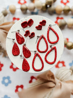 Red Glitter Clay Earrings