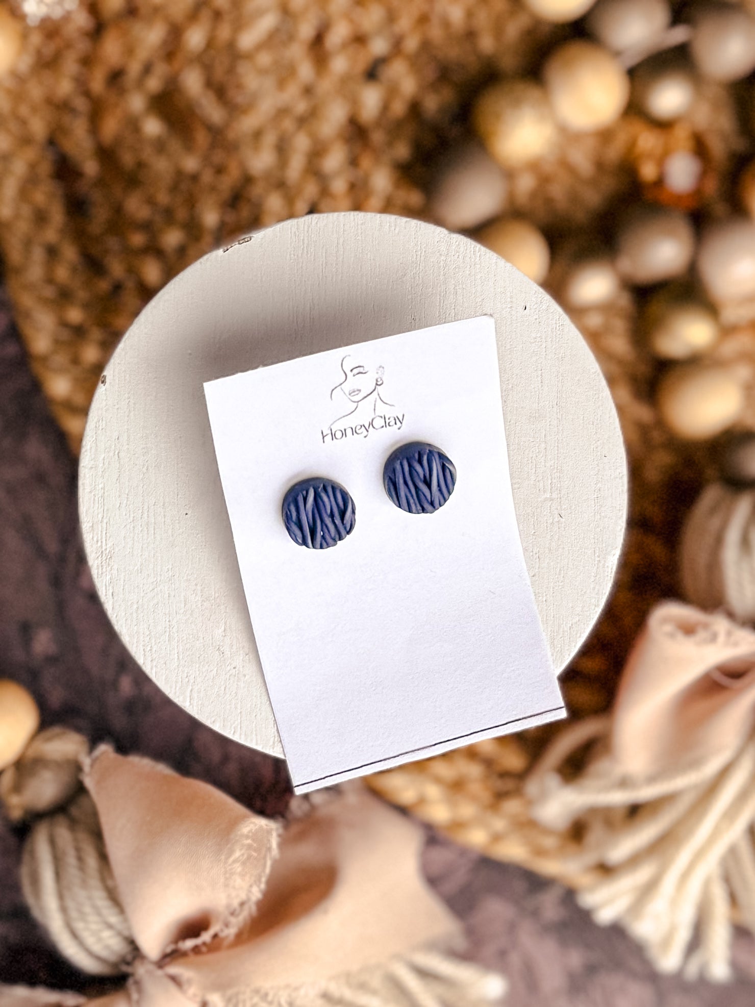 Navy Sweater Texture Studs